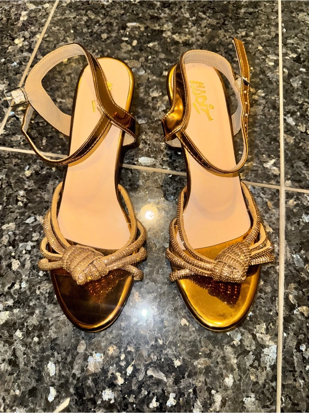 Metallic Gold Women's Knot Strap Sandals